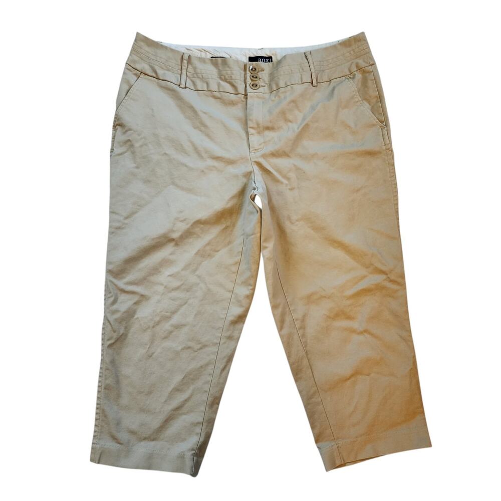 ANA Womens Crop Chino Khaki Pants Size 20W Beige Mid Rise Stretch